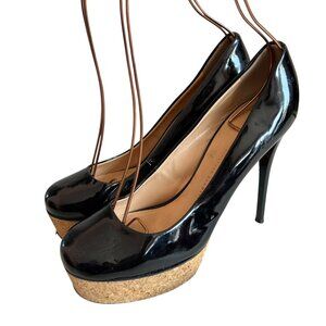 Giuseppe Zanotti pumps black patent leather cork platform 38 stiletto high heel